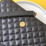 Saint Laurent Envelope Medium In Quilted Grain De Poudre Embossed Leather Black Gold 24Cm 600185Bow911000 - Image 5