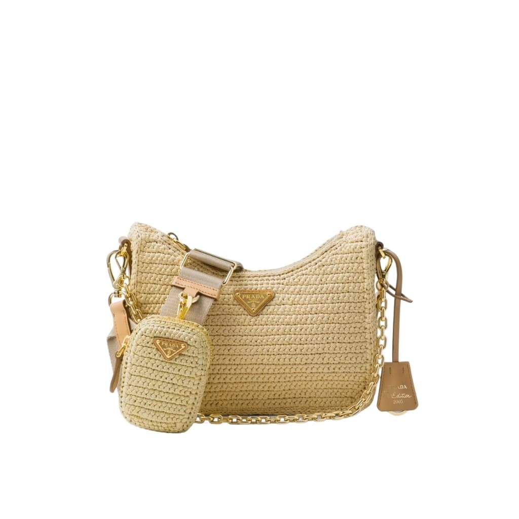 32-16 Prada Re Edition 2005 Crochet Bag Raffia Natural Tan 22CM 1BH204 2A2T F0018 V V9L - Image 1