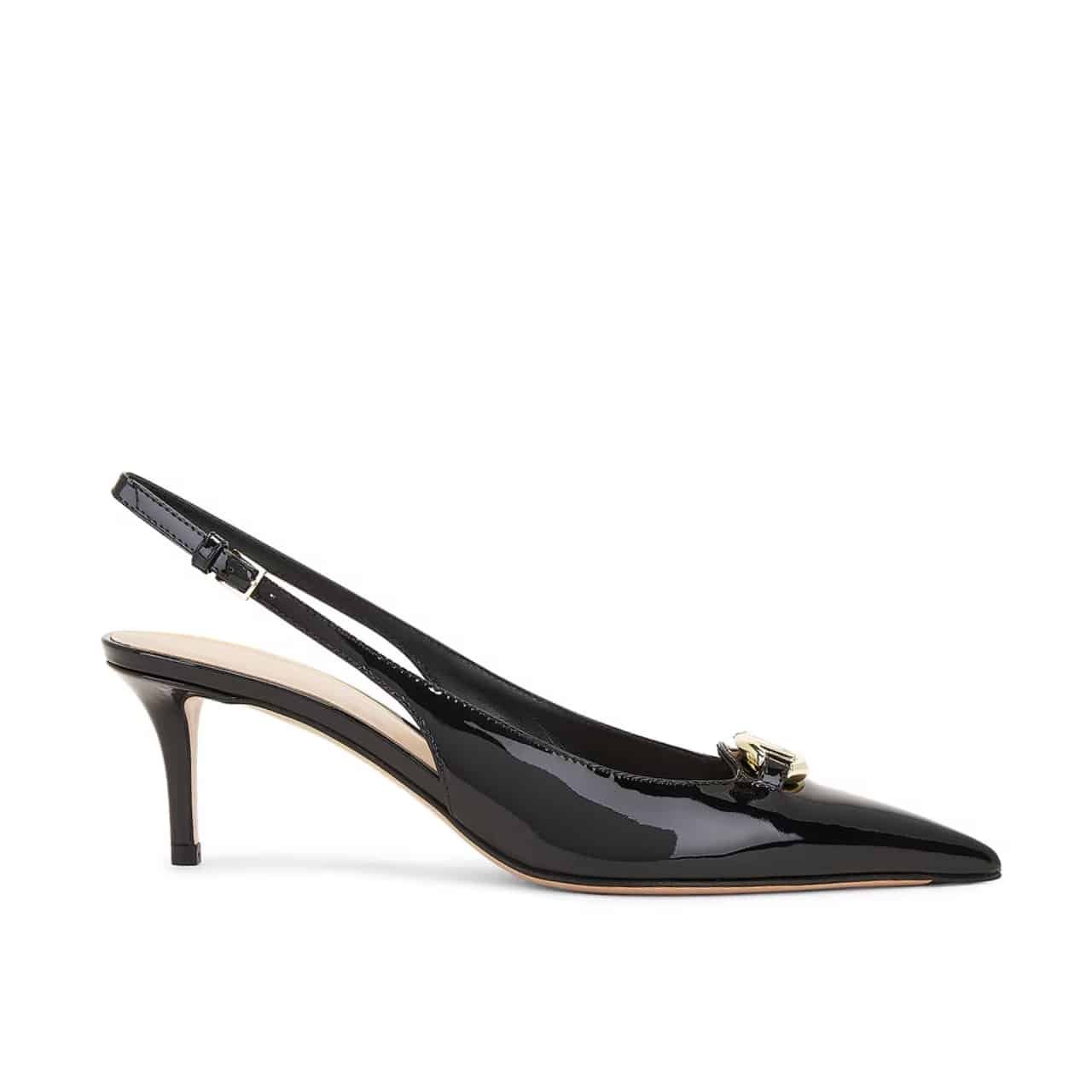 32-2-2-1 Valentino Vlogo The Bold Edition Slingback Pumps In Patent Leather 60Mm In Black - Image 1