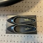 Chanel Leather And Fabric Cc Chain Link Ballet Flats Black - Image 3