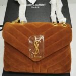 Saint Laurent Cinnamon Loulou Small Chain Bag In Suede Brown 23Cm - Image 2