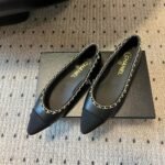 Chanel Leather And Fabric Cc Chain Link Ballet Flats Black - Image 5