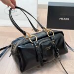 Prada Dangle Medium Leather Top Handle Bag Black 29Cm 1Bb138 2Cyr F0002 V Ooo - Image 2