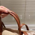 Prada Large Raffia And Leather Shopping Bag 25Cm 1Bg470 2Cxq F0A5T V Goo - Image 4
