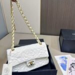 Chanel Flap Bag With Camellia Flower Chain White 26Cm - Image 4