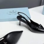 Prada Brushed Leather Slingback Pumps Black 1I901M 055 F0002 F 075 - Image 4
