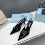 Prada Brushed Leather Slingback Pumps Black 1I901M 055 F0002 F 075 - Image 2