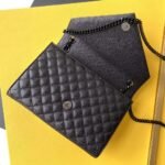 Saint Laurent Envelope Medium In Quilted Grain De Poudre Embossed Leather Black Noir 24cm 600185BOW981000 - Image 9