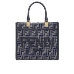 Fendi Sunshine Small Ff Chenille Shopper Dark Blue 26Cm 8Bh394Asu0F1Pqk