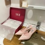 Prada Brushed Leather Slingback Pumps Beige Pink 1I901M 055 F0236 F 075 - Image 2