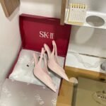 Prada Brushed Leather Slingback Pumps Beige Pink 1I901M 055 F0236 F 075 - Image 3