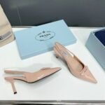 Prada Brushed Leather Slingback Pumps Beige Pink 1I901M 055 F0236 F 075 - Image 4