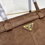 Prada Bonnie Large Suede Handbag Cacao Brown 38Cm 1Ba433 2C4S F0324 V Moo - Image 5