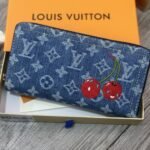 Louis Vuitton X Murakami Zippy Wallet Monogram Cherry Denim Blue 19Cm M23161 - Image 2
