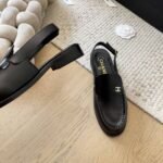 Chanel Interlocking Cc Logo Slingback Flats Black - Image 8