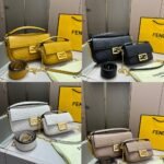Fendi Baguette Chain Midi Leather Bag Beige With FF Motif 24Cm - Image 3