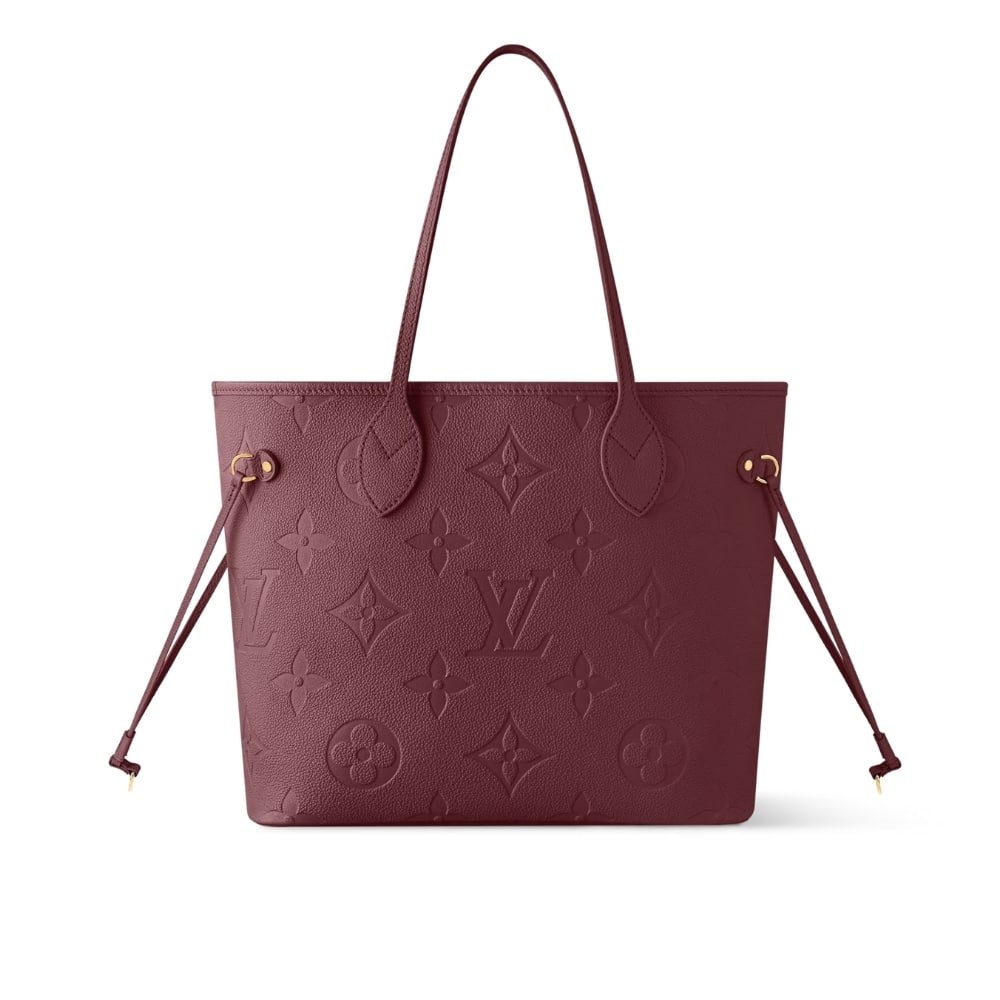 4-12 Louis Vuitton Neverfull MM Monogram Empreinte Wine Red 31Cm M25855 - Image 1
