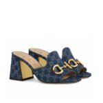 Gucci Women’s Slide Sandal With Horsebit Denim Blue