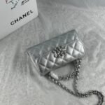 Chanel 23P Clutch With Chain Bag Grained Leather Silver 18cm - Image 6