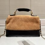 Chanel Large Flap Bag With Top Handle Shiny And Gold Tone Metal Brown Black 29Cm AS5637 B20827 U1536 - Image 3