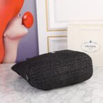 Prada Large Crochet Tote Bag Raffia In Black 40cm 1BG392 2A2T F0002 V OOL - Image 5