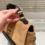 Chanel Large Flap Bag With Top Handle Shiny And Gold Tone Metal Brown Black 29Cm AS5637 B20827 U1536 - Image 6