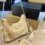 Prada Re Edition 2005 Crochet Bag Raffia Natural Tan 22CM 1BH204 2A2T F0018 V V9L - Image 2