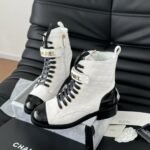 Chanel Combat Boots White And Black G45005 - Image 2