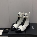 Chanel Combat Boots White And Black G45005 - Image 4