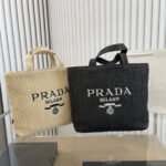 Prada Small Crochet Tote Bag Raffia In Natural Color 24Cm 1BG422 2C2T F0018 V OOL - Image 2