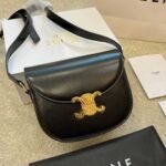 Celine Teen Besace Triomphe In Shiny Black 18cm 110413BF4 38NO - Image 2