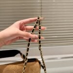 Chanel Large Flap Bag With Top Handle Shiny And Gold Tone Metal Brown Black 29Cm AS5637 B20827 U1536 - Image 7