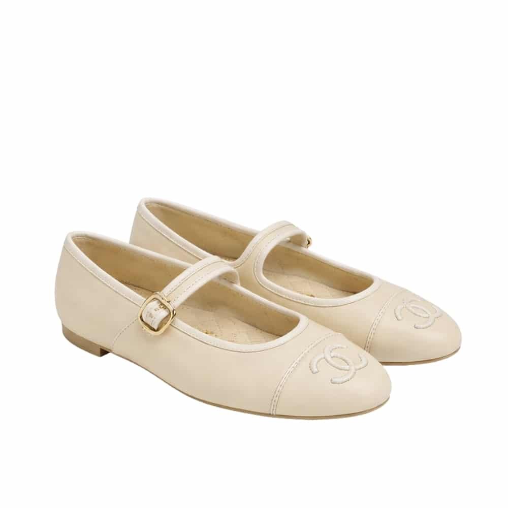 45-4 Chanel Mary Jane Ballet Flat Cream - Image 1