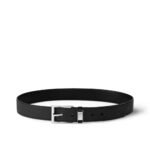 Louis Vuitton LV City Pin Belt Silver Hardware Black 35Mm M0542S