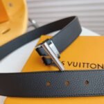 Louis Vuitton LV City Pin Belt Silver Hardware Black 35Mm M0542S - Image 6