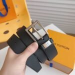 Louis Vuitton LV City Pin Belt Silver Hardware Black 35Mm M0542S - Image 4