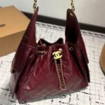 Chanel 25 Small Handbag Shiny Crumpled And Gold Tone Metal Burgundy 26cm AS5293 B23553 U8095 - Image 2