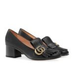 Gucci Mid Heel Pump Leather Black 408208 C9D00 1000