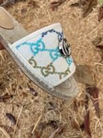 Gucci Women’s GG Multicolor Slip On Espadrille Slide Sandals 678037 UFT70 8470 - Image 8