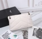 Saint Laurent Puffer Small In White Leather Silver Hardware 29cm - Image 8