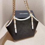 Chanel Small Shopping Bag Braided Raffia Black And White 18Cm AS6015 B22594 U5559 - Image 4