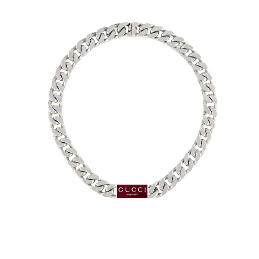 6-2-2 Gucci Trademark Enamel Chain Necklace In 925 Sterling Silver 814978 J8410 8166 - Image 1