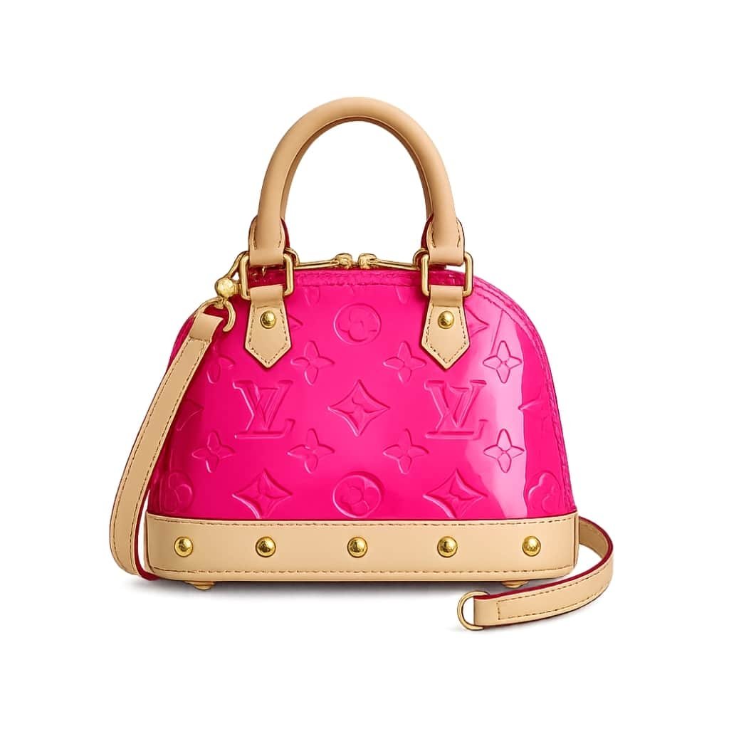 6-3-3 Louis Vuitton Nano Alma Monogram Vernis Neon Pink 18Cm M90611 - Image 1