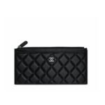 Chanel Classic Zip Pouch Quilted Wallet Black 22Cm