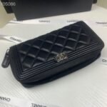 Chanel Boy Long Zipped Wallet Silver Hardware Black 19Cm - Image 5
