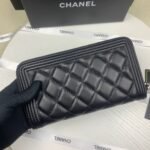 Chanel Boy Long Zipped Wallet Silver Hardware Black 19Cm - Image 2