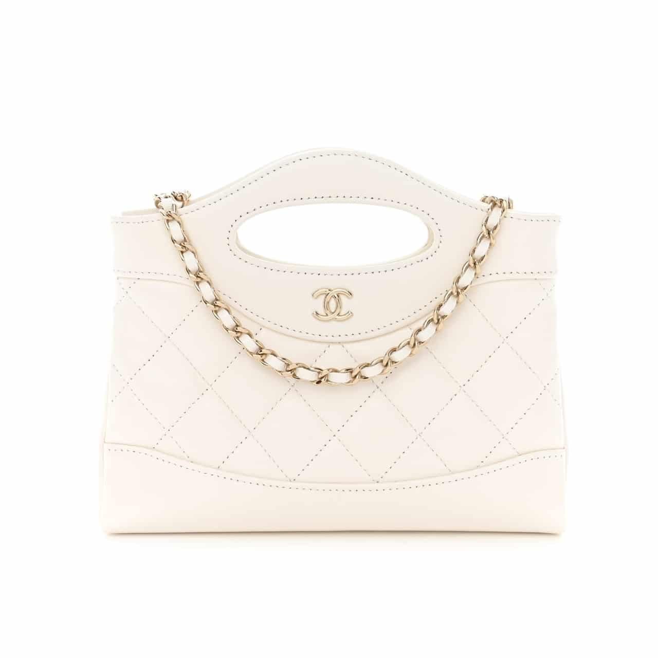 67-5 Chanel 24C Mini 31 Clutch With Chain Shiny White 24Cm - Image 1