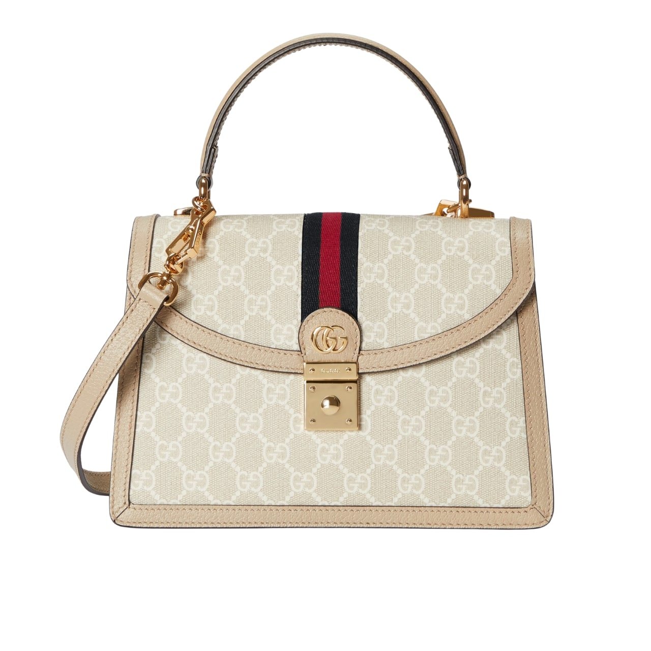 75-1-1 Gucci Ophidia Medium Top Handle Bag Gg Supreme Beige And White 25Cm 651055 Uulag 9682 - Image 1
