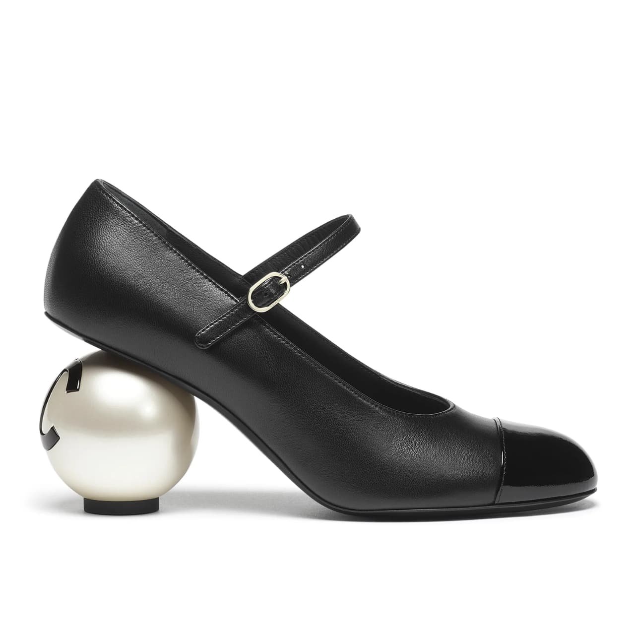 76-2 Chanel Mary Janes Patent And Imitation Pearls Black G46775 B22202 94305 - Image 1