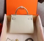 Hermes Kelly White Sellier Rouge Epsom Gold Hardware 25Cm - Image 4